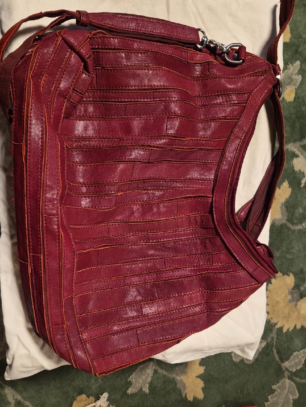 Chocolat Blu Brick Red Leather Shoulder Bag
